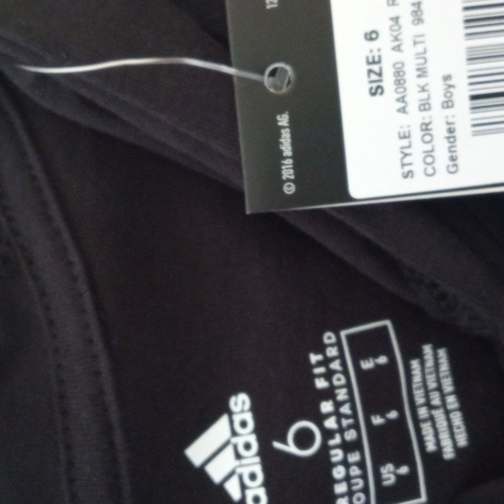 ADIDAS BOYS BLACK CREW NECK LONG SLEEVE GRAPHIC HOODIE TEE SHIRT SIZE 6 NWT - Picture 4 of 4